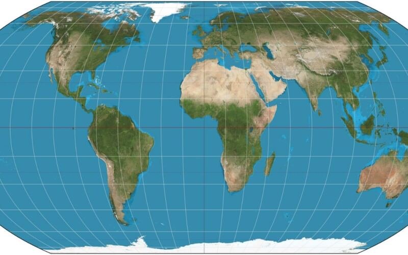 Mapamundi con proyección Equal Earth que refleja las dimensiones reales de los continentes