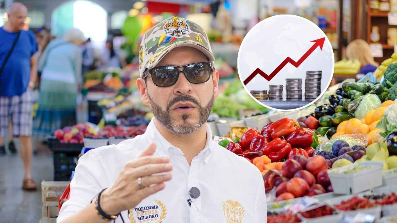 Fotomontaje sobre el alza de la inflación en Colombia y los precios de alimentos durante el inicio del gobierno